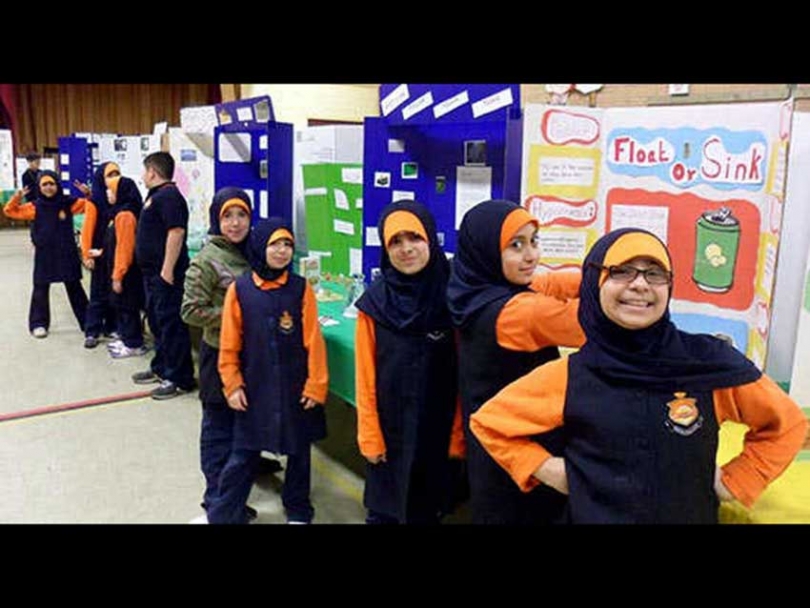 Ahlul Bayt students sporting their school uniforms at their Science Fair