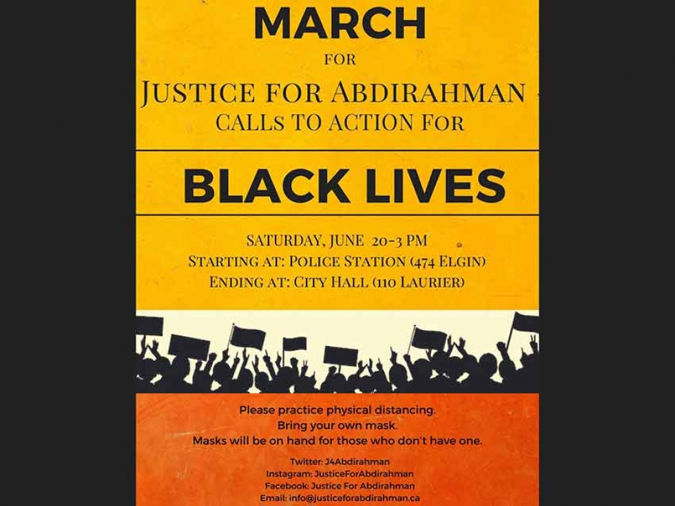 March for Justice For Abdirahman and Calls to Action for Black Lives on Saturday June 20 in Ottawa