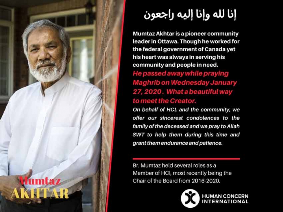 Remembering Brother Mumtaz Akhtar: Ottawa-Based Muslim Canadian Community Organizer
