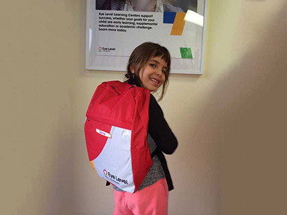 Student Jenna Abu-Jarad sports her Eye Level backpack.