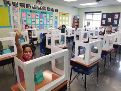 Newly retrofit COVID-19 classroom at Olive Grove School.