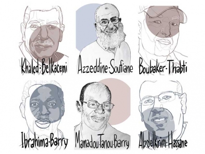 The Council of Canadians was honoured to partner with artists Melisse Watson and Syrus Marcus Ware to create these portraits to commemorate the six victims of the attack on a mosque in Quebec City on January 29 2017: Azzeddine Soufiane, Mamadou Tanou Barry, Khaled Belkacemi, Aboubaker Thabti, Ibrahima Barry and Abdelkrim Hassane.