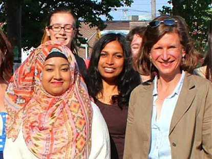 Samiha Rayeda and NDP Provincial candidate Jennifer McKenzie along with other campaign volunteers