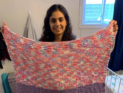 Members of the Ottawa Ismaili Muslim Community knit comfort blankets for patients at Bruyere Care Saint-Vincent Hospital.