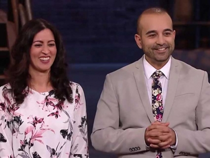 Wife and Husband Farah Katchi and Umar Dar of the Canadian nail polish brand Tuesday in Love on CBC&#039;s Dragon&#039;s Den.