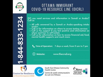 Ottawa Immigrant COVID-19 Resource Line Launched to Support Somali and Arabic Speaking Communities
