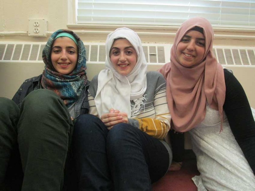 Ishraq, Afnan, and Amira Abusheikha at MAC Canadian Family Day in February.