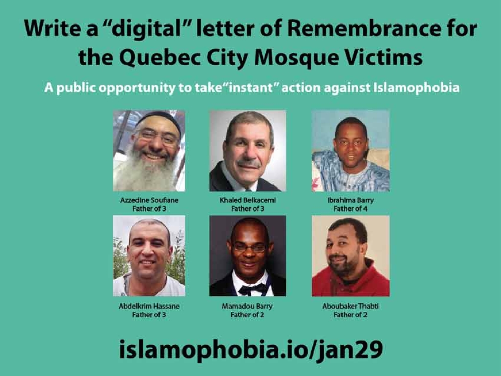 Write a Digital Letter of Remembrance to Quebec City Mosque Victims at Islamophobia.io