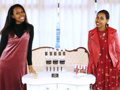 Somali Canadian sisters Ilhan and Iman show off some of their family&#039;s Rasmi Natural Skin Care products in Vancouver.