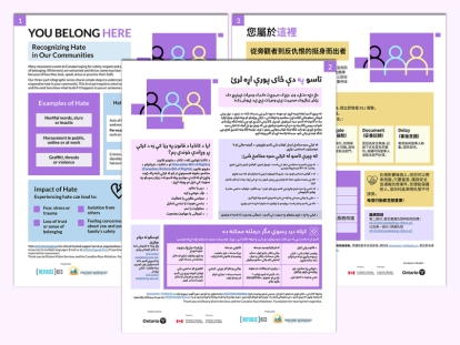 You Belong Here: Multilingual Infographics to Help Newcomers Recognize and Respond to Acts of Hate