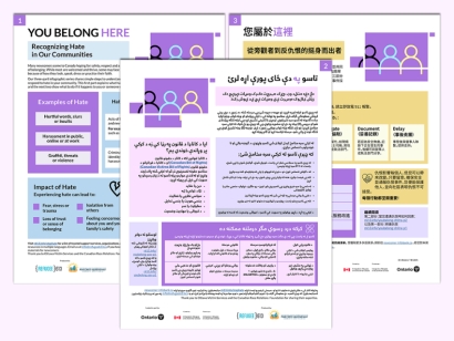 You Belong Here: Multilingual Infographics to Help Newcomers Recognize and Respond to Acts of Hate