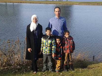Dima Siam, her husband Mohammed Al Rayyan, and their children.