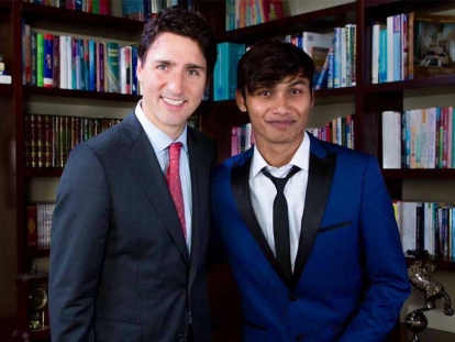 Rohingya refugee Ahmed Hashim Ullah meeting Prime Minister Justin Trudeau.