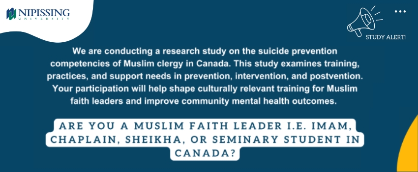 Imams, Sheikhs, Chaplains Needed for Research Study on Suicide Prevention Competencies of Muslim Clergy in Canada