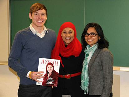 Tayyibah Taylor at the University of Ottawa with Professor Rukhsana Ahmed.