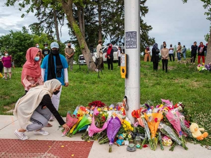 Mourners gather at the site of the attack on a Muslim family in London, Ontario. After tragedy, there is no one way to recover from trauma.