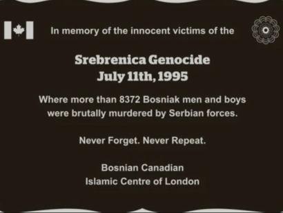 2024 Srebrenica Genocide Memorial Gathering in London, Ontario (Watch Video)