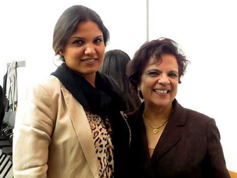 Ex-Afghan politician Sabrina Saqeb and Senator Mobina Jaffer at the screening of 25 Darsad at the University of Ottawa.