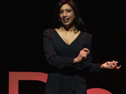 Farrah Nasser speaking at TEDxDonMills in Toronto, Ontario